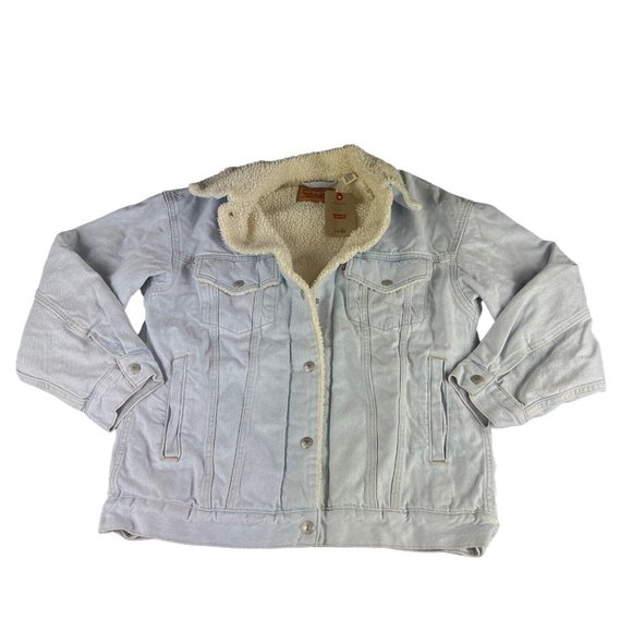 Levi's Silvertab Light Blue Sherpa Denim Jacket Men's Sizes S - L - Picture 2 of 3